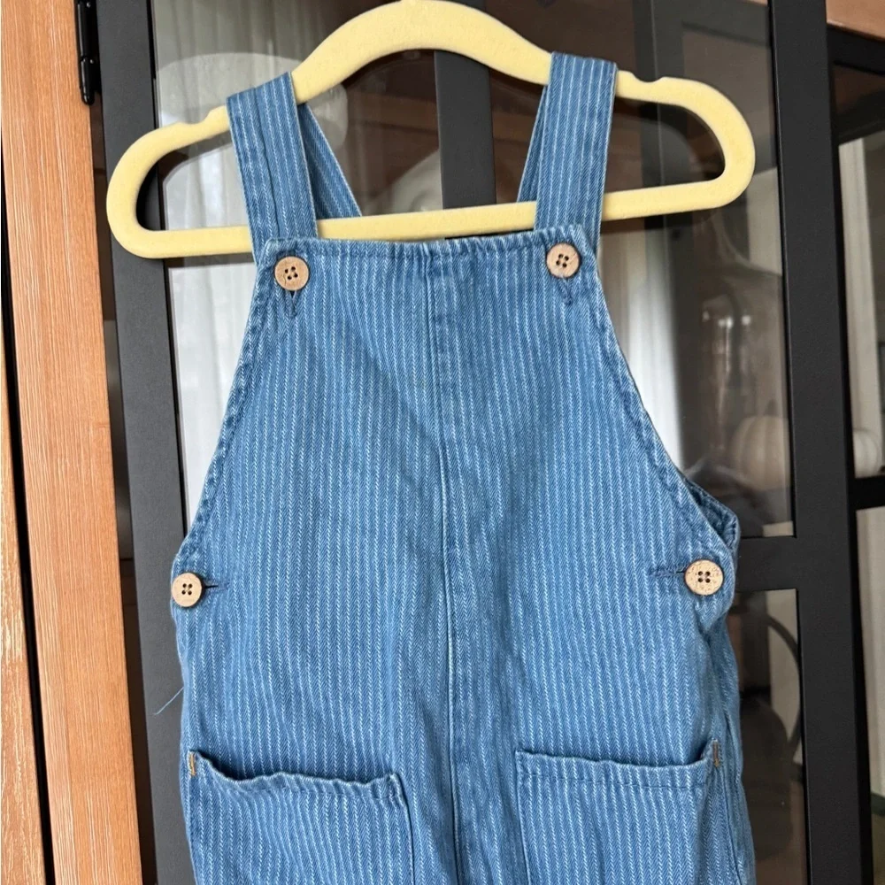 Zara Kids overalls twill toddler baby girl boy unisex striped longall jumpsuit